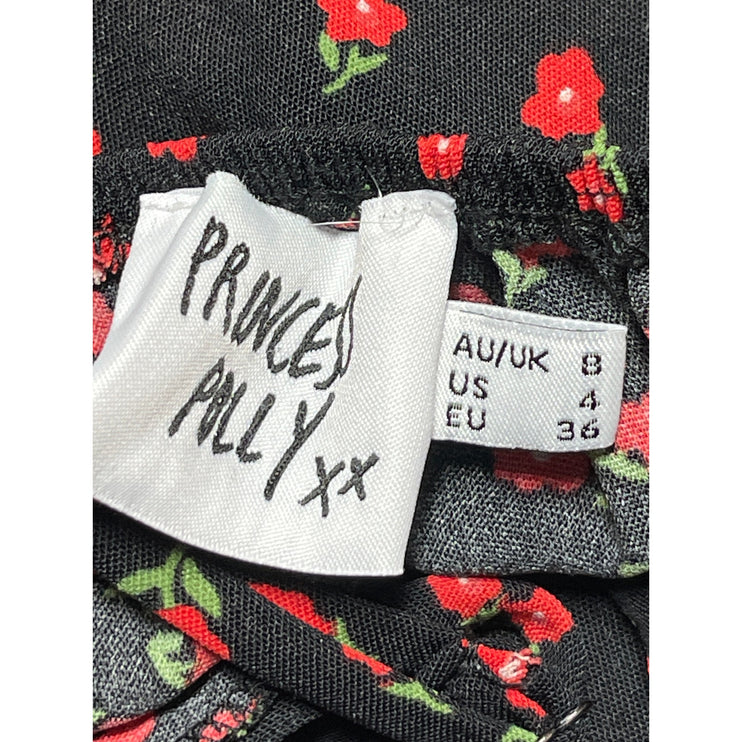 Princess Polly Black Floral Sleeveless Midi Cami Camisole Tank Bodycon Dress 4