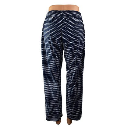 Calvin Klein Women's Navy Blue Polka Dots Straight Leg Sleepwear Pajama Pants S