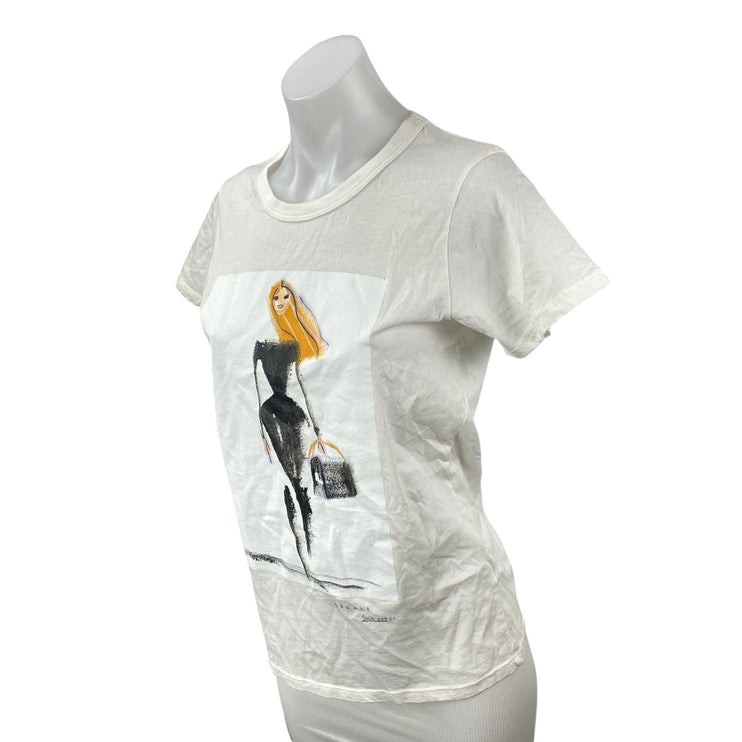 Donald Womens White Graphic Print Crew Neck Short Sleeve Basic Tee T-Shirt Top M