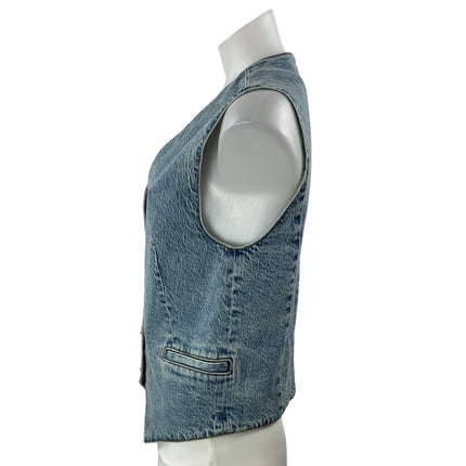 Habitual Women's Blue Sleeveless Button Down V Neck Denim Jean Vest Top Size S