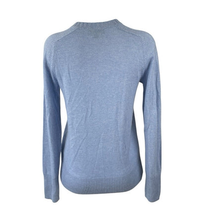 J.Crew Women's Blue Cashmere V Neck Knit Long Sleeve Pullover Sweater Top Size S