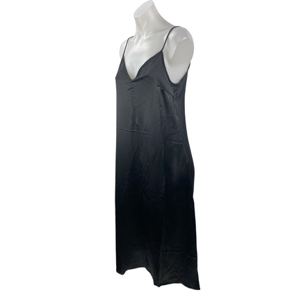 H&M Women's Black Silk Satin Sleeveless V Neck Cami Tank Maxi Slip Dress Size S