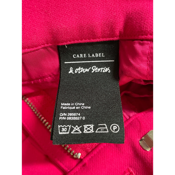 & Other Stories Pink Pleated Belted High Rise Straight Trousers Dress Pants Sz 0