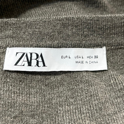Zara Women's Gray Knitted 2-Piece Button Up Cardigan Sweater & Tank Top Set Sz L