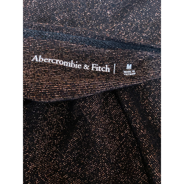 Abercrombie & Fitch Womens Brown Glitter Long Sleeve Twist Front Crop Top Size M
