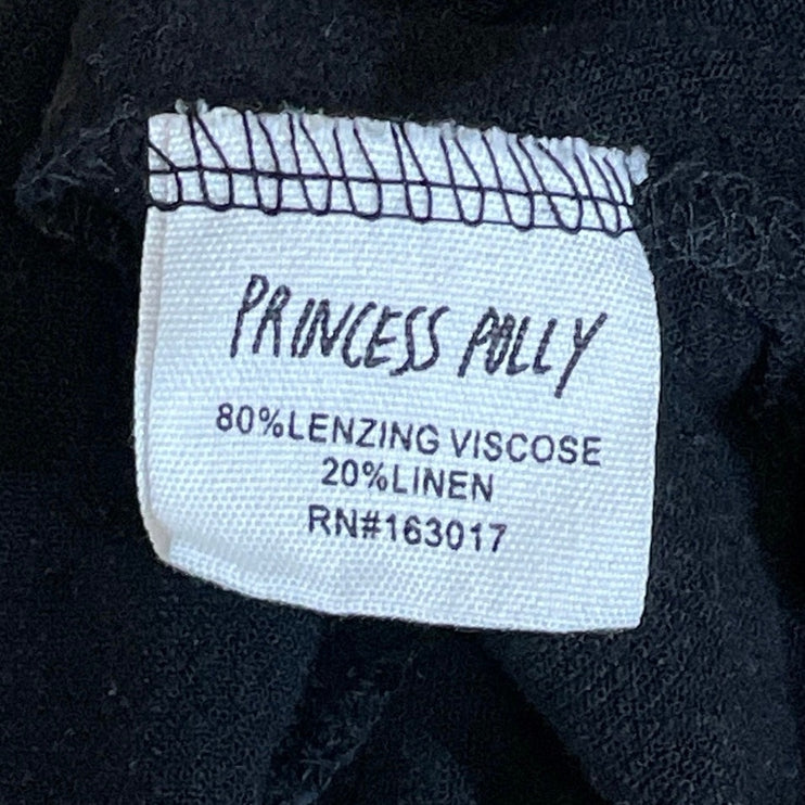 Princess Polly Women's Black Linen High Rise Mini A-Line Straight Pencil Skirt 4