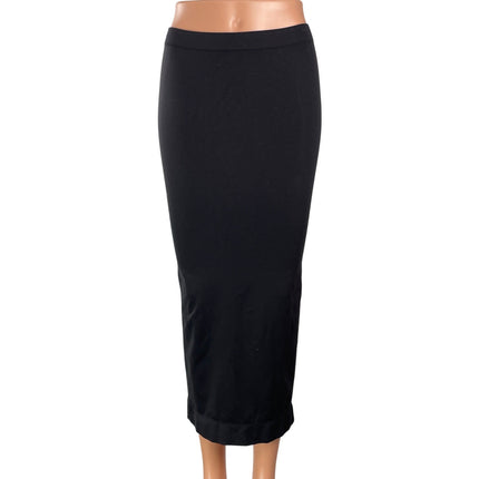Commando Women's Black High Waisted Fitted Knit Maxi Straight Pencil Skirt Sz S