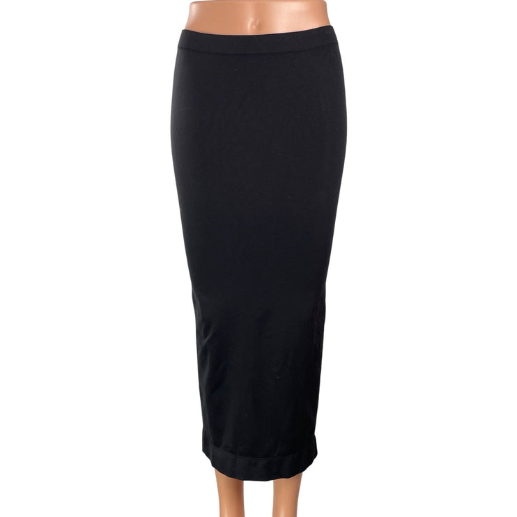 Commando Women's Black High Waisted Fitted Knit Maxi Straight Pencil Skirt Sz S