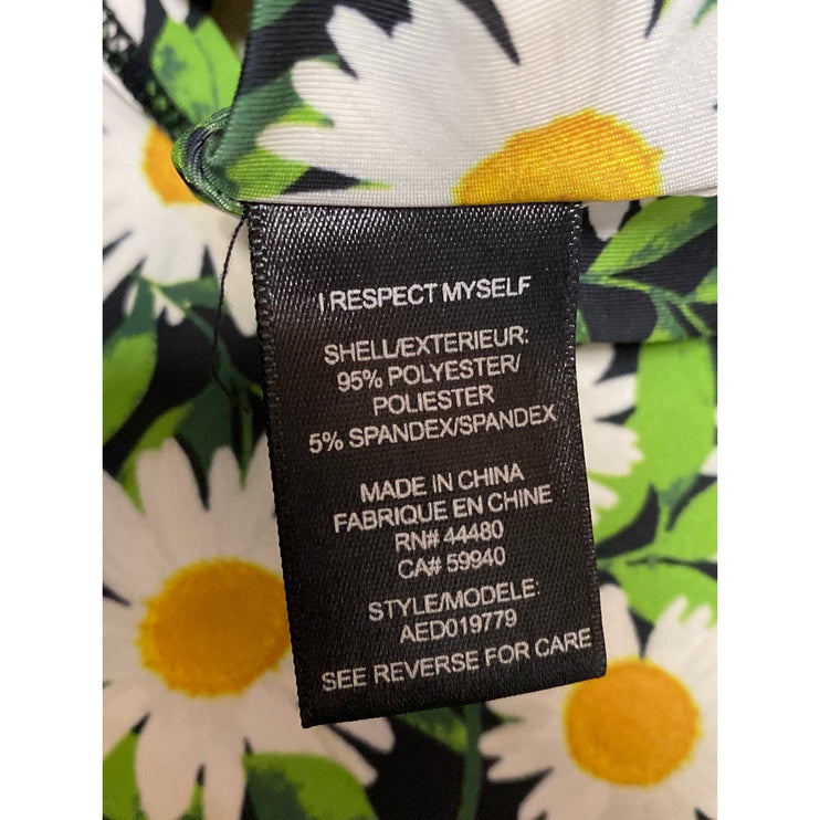 AFRM Green Multicolor Floral Cut Out V-Neck Long Sleeve Midi Bodycon Dress Sz S