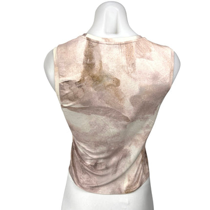 Aritzia Babaton Beige Marble Tie Dye Sleeveless Cami Camisole Tank Crop Top S