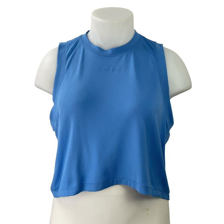 Lululemon Sculpt Womens Blue Sleeveless Crewneck Cropped Muscle Tee Tank Top XL