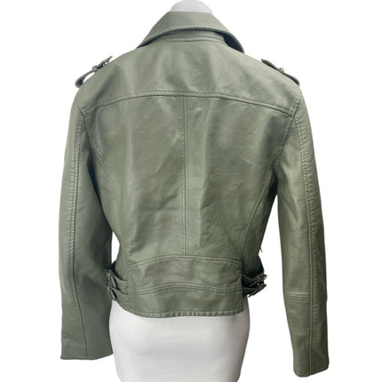 Blank NYC Green Faux Leather Vegan Long Sleeve Biker Motorcyle Jacket Size L