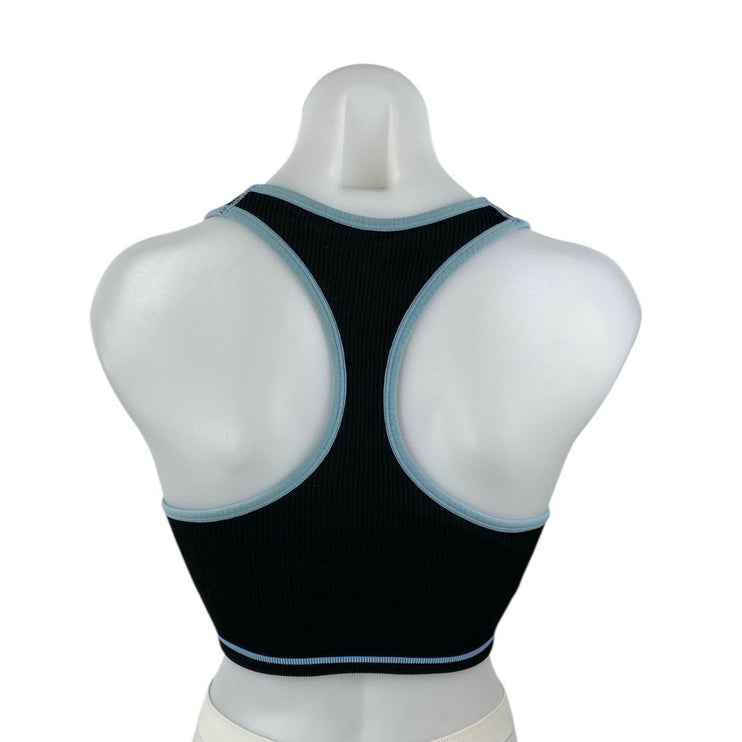 Soul Black Sleeveless Ribbed Stretch Racerback Sports Bra Crop Tank Top Size M