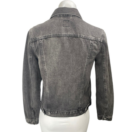 GAP Women's Black Washed Long Sleeve Button Down Pockets Denim Jean Jacket Sz XS