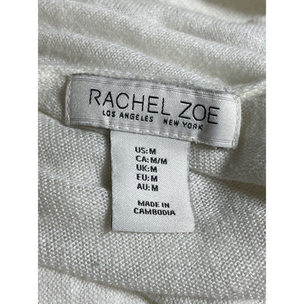 Rachel Zoe Womens White Linen Long Sleeve Longline Duster Cardigan Sweater Top M