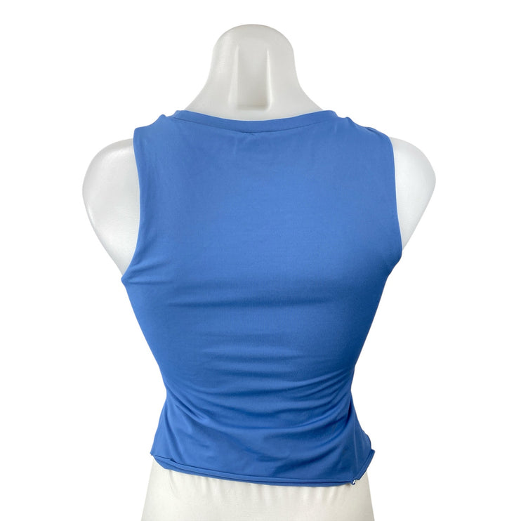 Aritzia Babaton Women's Blue High Neck Sleeveless Cami Tank Crop Top Size M