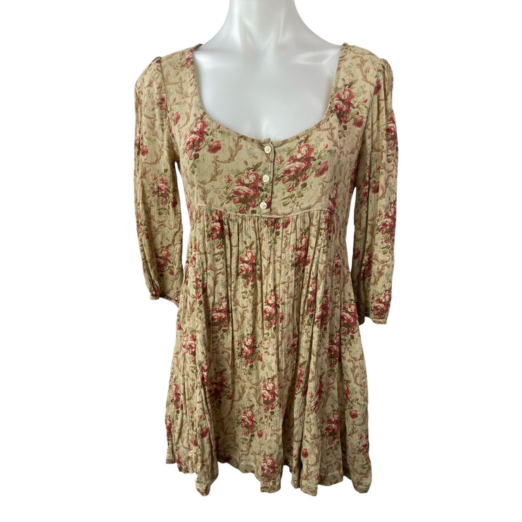 Ralph Lauren Denim & Supply Floral Pleated Long Sleeve Mini A-Line Dress Size XS