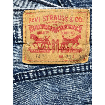 Levi's 502 Men's Blue Acid Wash High Waist Slim Straight Denim Jeans Pants Sz 33