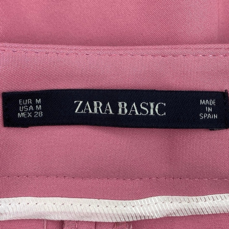 Zara Basic Pink Pocket High Rise Stretch Chic Ruffle Hem Flare Short Size M