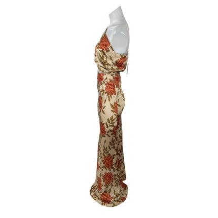 NEW Reverse Showpo Abagail Beige Floral One Shoulder CutOut Maxi Bodycon Dress S
