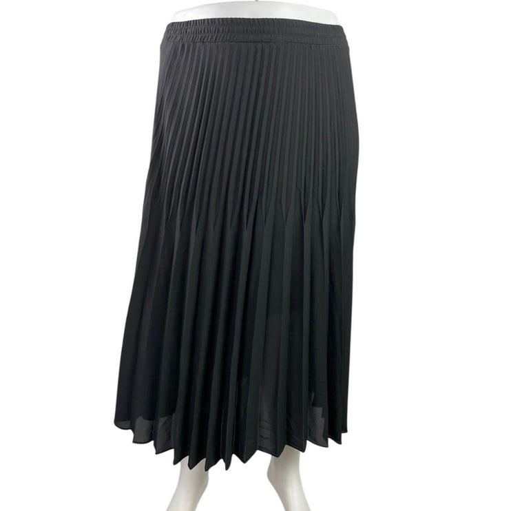 Max Studio Women's Black Pleated High Waisted Maxi Flared A-Line Skirt Size XL