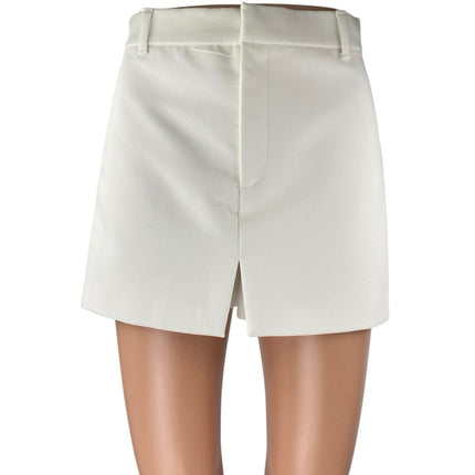 Zara Women's White Front Slit High Waisted Casual Mini Skirt Skort Size XS