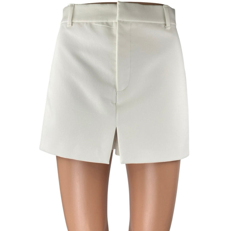 Zara Women's White Front Slit High Waisted Casual Mini Skirt Skort Size XS