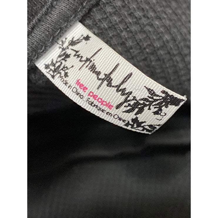 Free People Women's Gray Black Long Sleeve Rib Knit Pullover Sweater Top Size L