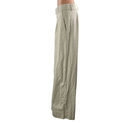 NEW Banana Republic Women Ivory White Linen High Rise Wide Leg Trousers Pants 10