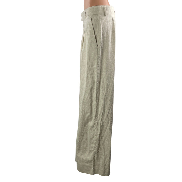 NEW Banana Republic Women Ivory White Linen High Rise Wide Leg Trousers Pants 10