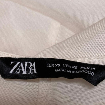 Zara White Short Sleeve V-Neck Button Down Belted Tie Waist Mini Shirt Dress XS