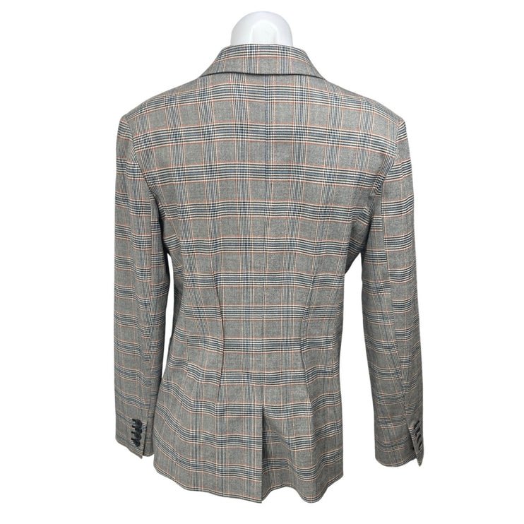 Chelsea28 Women's Gray Plaid Tartan Long Sleeve Blazer Coat Suit Jacket Size M