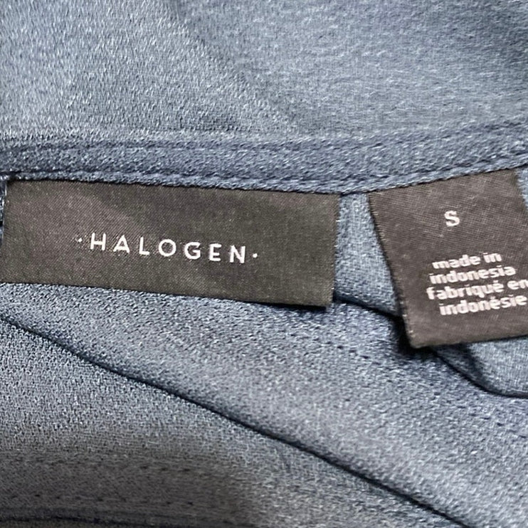 Halogen Women's Blue Short Sleeve Round Neck Pullover Casual Blouse Top Size S