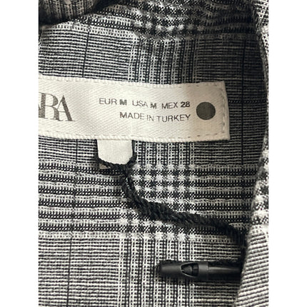 Zara Women's Gray Plaid Check  Sleeveless Mini Skater Tank Flare Shift Dress M