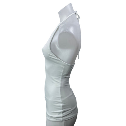 Aritzia Contour Women's White Sleeveless Ribbed Tie Halter Neck Tank Top Size XS