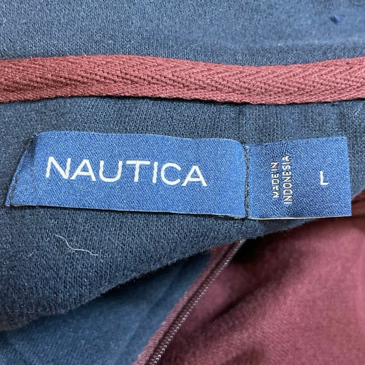 Nautica Mens Red Embroidered Logo Mock Neck Long Sleeve Sweater Sweatshirt Top L