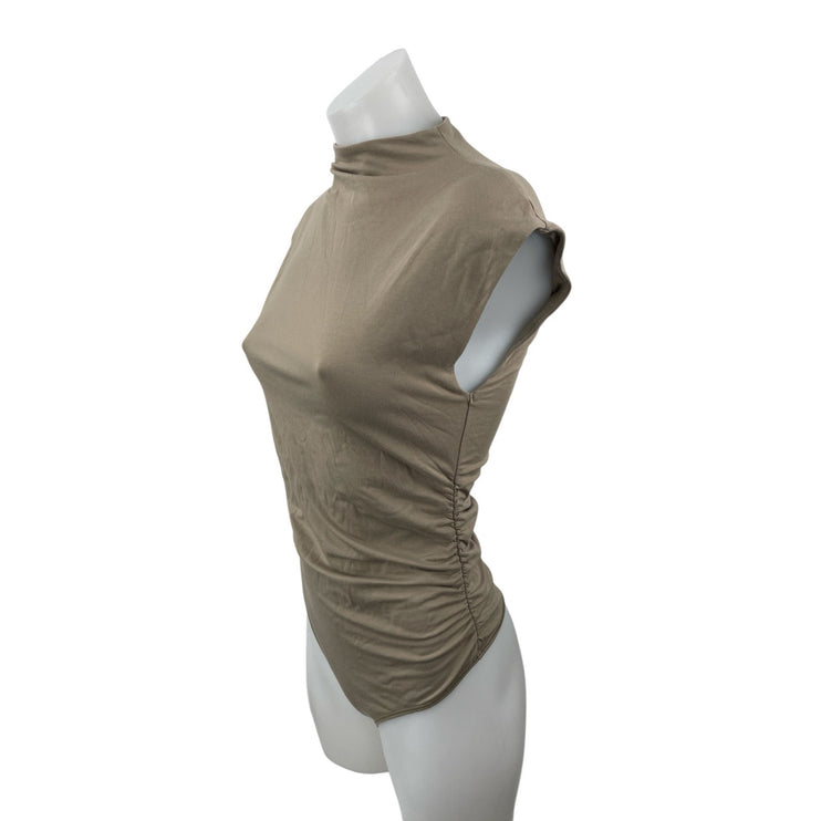Abercrombie & Fitch Paloma Womens Gray Mock Neck Cap Sleeve Tight Bodysuit Top M