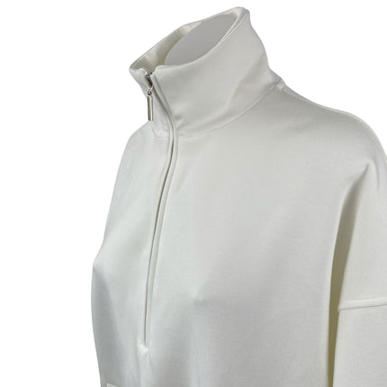 Commense Women's White Quarter Zip High Neck Long Sleeve Sweater Sweatshirt Sz S