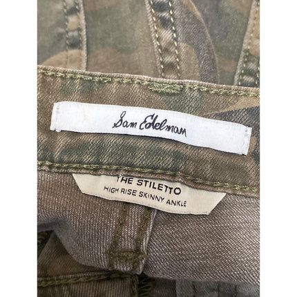 Sam Edelman The Stiletto High Rise Skinny Ankle Camo Army Denim Jeans Size 28