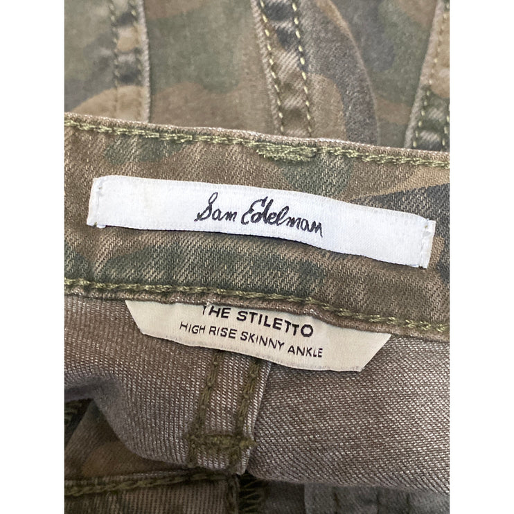 Sam Edelman The Stiletto High Rise Skinny Ankle Camo Army Denim Jeans Size 28