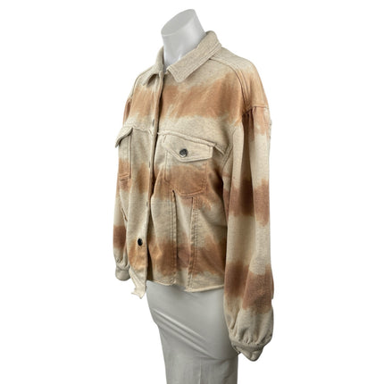 Anthropologie POL Tie Dye Collared Long Sleeve Button Crop Shacket Coat Jacket L