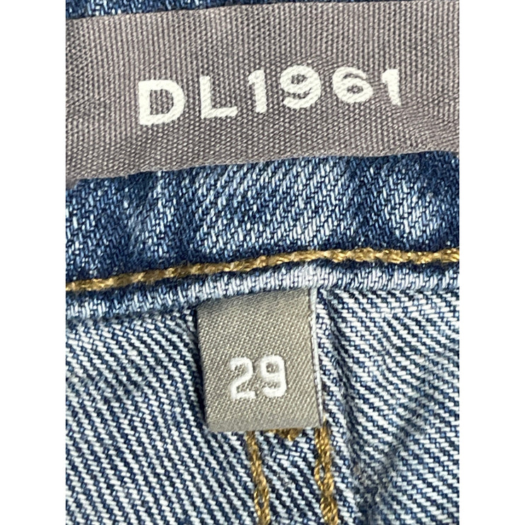 DL1961 Womens Blue High Rise Distressed Frayed Mini A-Line Denim Jeans Skirt 29