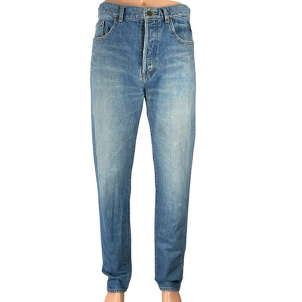 Saint Laurent Men's Blue High Waisted Relaxed Straight Denim Jeans Pants Sz 34