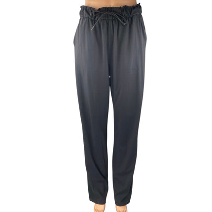 Lululemon Black Elastic Waist Straight Leg Activewear Paperbag Trousers Pants 8