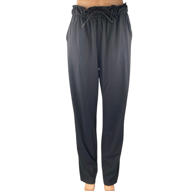 Lululemon Black Elastic Waist Straight Leg Activewear Paperbag Trousers Pants 8
