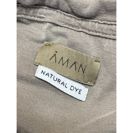 Aman Natural Dye Men's Beige Crewneck Basic Short Sleeve T Shirt Tee Top Size M