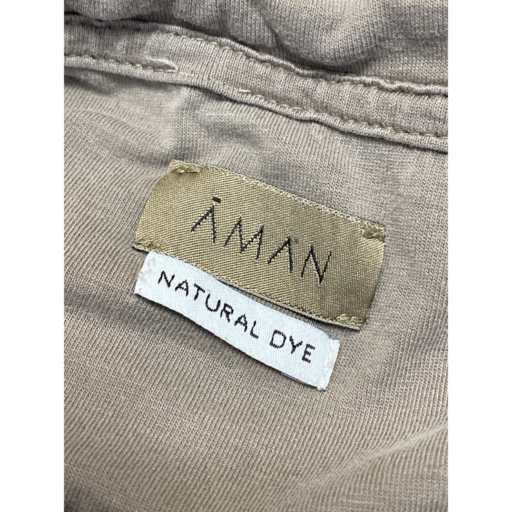 Aman Natural Dye Men's Beige Crewneck Basic Short Sleeve T Shirt Tee Top Size M