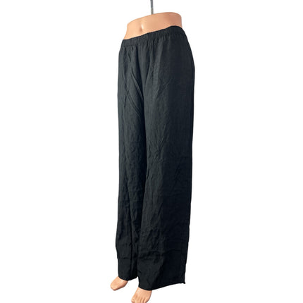 J.Crew Women's Black Pull On High Waisted Wide Leg Baggy Trousers Pants Size L