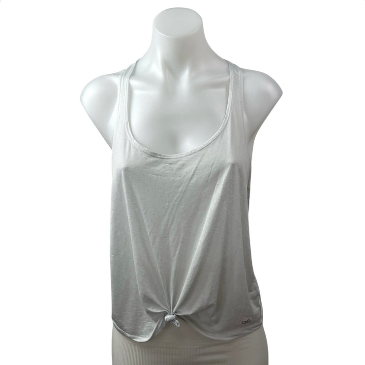 Alo Yoga White Scoop Neck Sleeveless Sports Athletic Activewear Tank Top Sz S/M