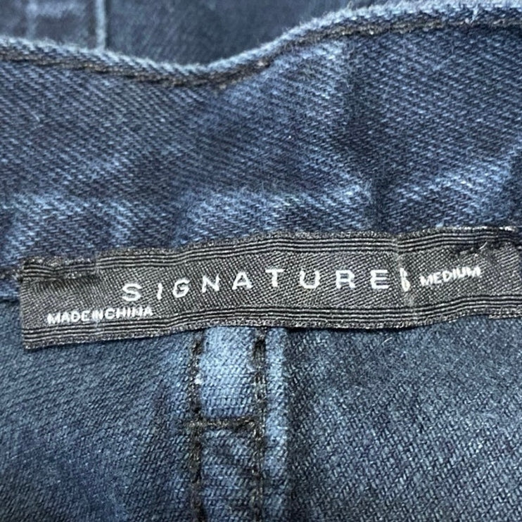 Signature Women's Blue Dark Wash Cut Off High Rise Denim Jean Shorts Size M